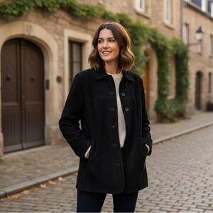 Reitmans Sz M Genuine Leather Black Button Front Classic Tailored Jacket